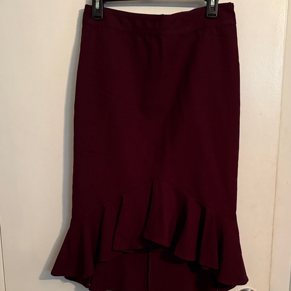 New York & Company Burgundy High-Low Skirt